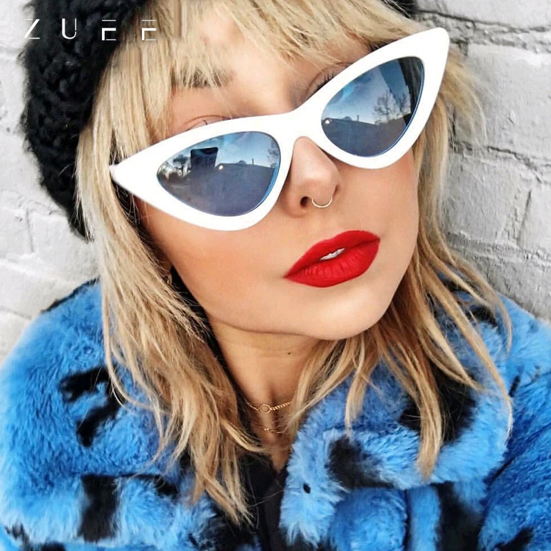 Hot Sale Classic Fashion Ladies Small Triangle Sunglasses Retro Fashion Sunglasses Small Frame Sexy Sunglasses white sunglasses women