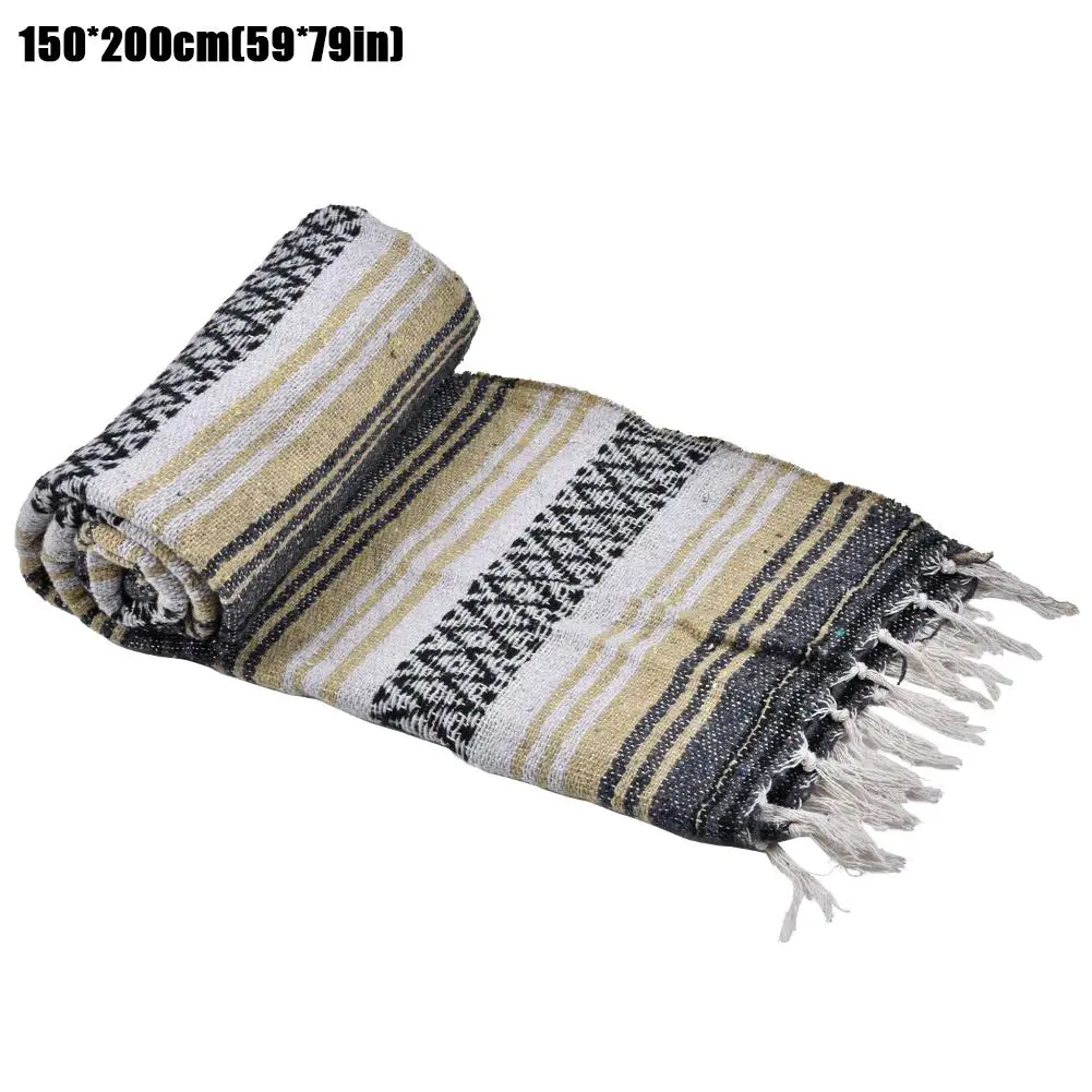 Толстая мягкая плетёная Мексиканская Falsa одеяло ручной тканый коврик для йоги одеяло модное одеяло тканый коврик ручной работы одеяло для пикника кемпинга - Цвет: 150x200cm