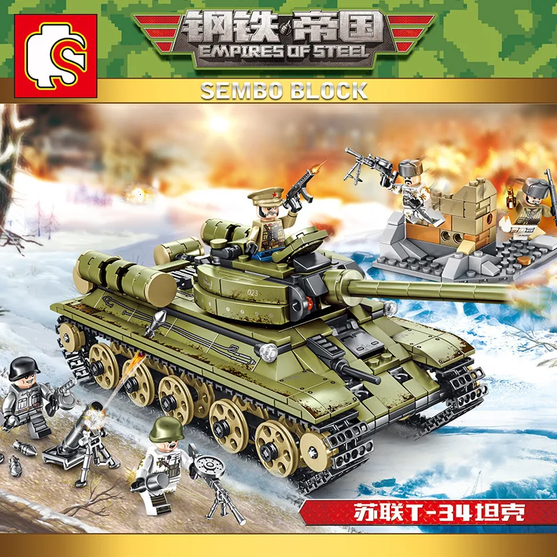 New 683pcs WW2 Tank Series Soviet T-34 Tank Building Blocks Model Bricks Compatible Legoingly WW2 M