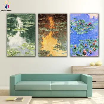 

DIY colorings pictures by numbers with colors Le Bassinaux Nympheas picture drawing painting by numbers framed Home