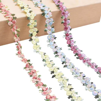 

2 Yards Colorful Cherry Lace Trim Mesh Floral Lace Trim for Wedding Party Home Embroidered Craft DIY Sewing Clothing Accessories