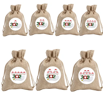 

Santa Gift Bag Candy Bag Snowflake Crisp Bag Drawstring Bag Merry Christmas Decorations For Home Decor New Year 2021 Presents