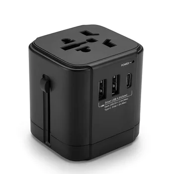 

Universal Travel Power Socket, All-In-One AC Power Plug Adapter Wall Charger, High Power 4.5A Smart 2 USB 3A 1 Type C Port
