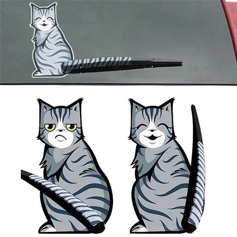 

Cartoon Cat Tail Sticker Creative Cat Moving Tail Reflective Decals Car Rear Windshield Sticker and Decals for Girl and Children