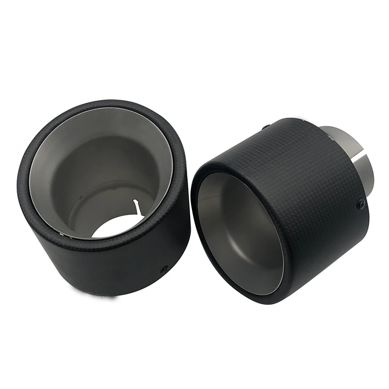 114mmCar exhaust horn mouth outlet frosted carbon fiber exhaust nozzle120mm long stainless steel general muffler tipexhaust pipe