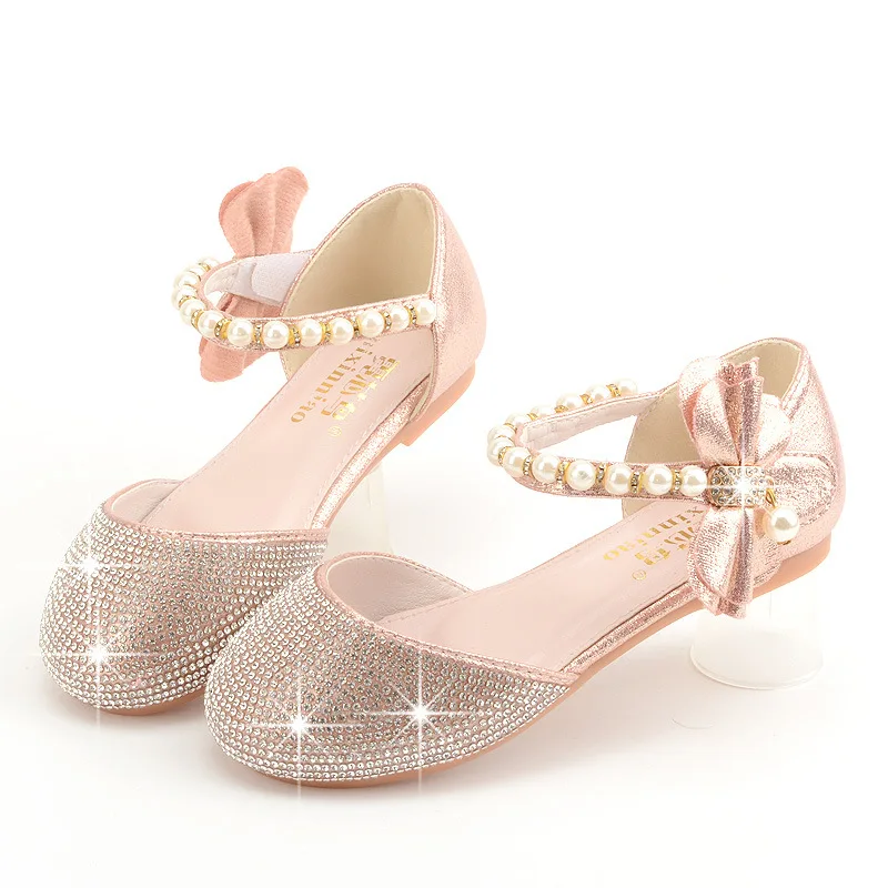 Schoenen Meisjesschoenen Dansschoenen Girls party shoes wedding christening princess sparkly bow pearls shoes 