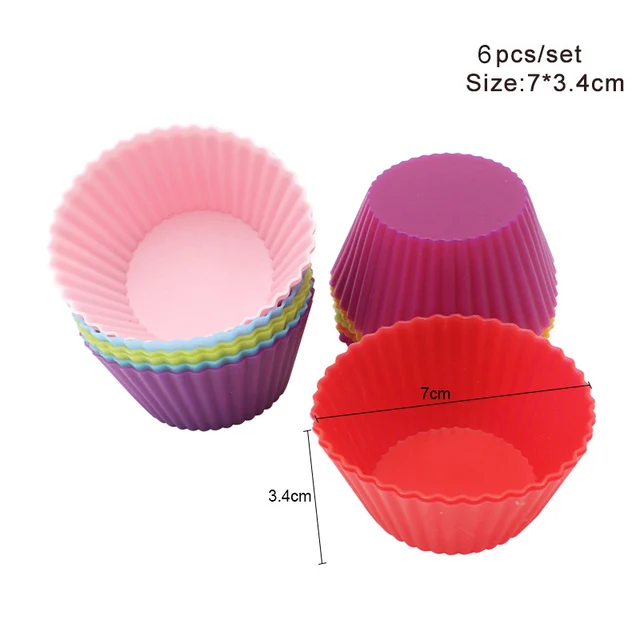 Silicone Cupcake Moulds, Multicolour Shape ( Round, Rose, Star, Heart) Pack  of 8