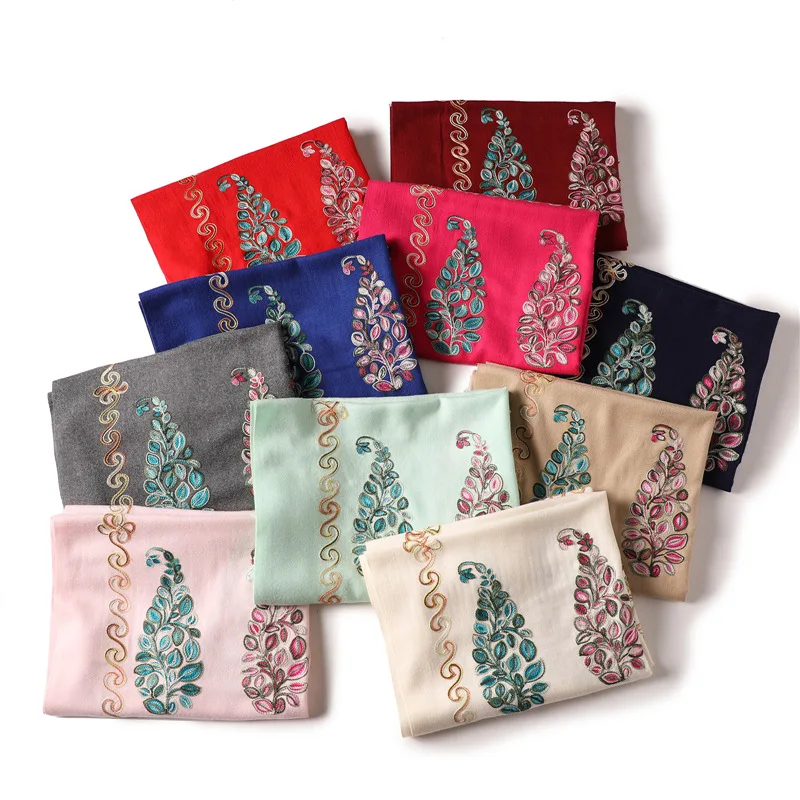 Кашемировые шарфы с вышивкой для женщин 2020 новое зимнее одеяло шарф толстые