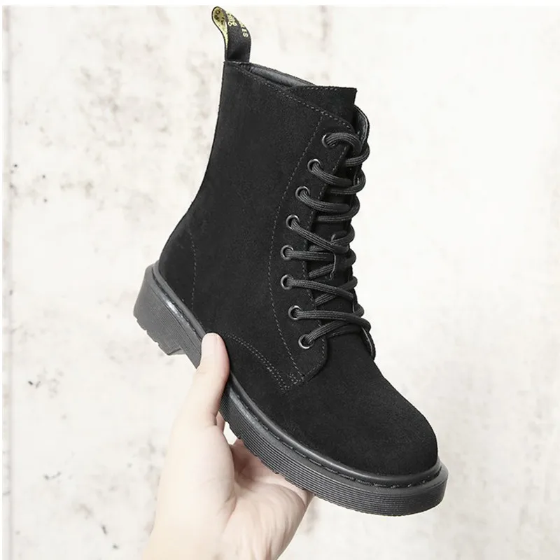 Botas mujer/Новая Теплая обувь женские зимние ботинки на меху, Брендовые женские ботильоны в западном стиле черные ботинки с перекрестной шнуровкой