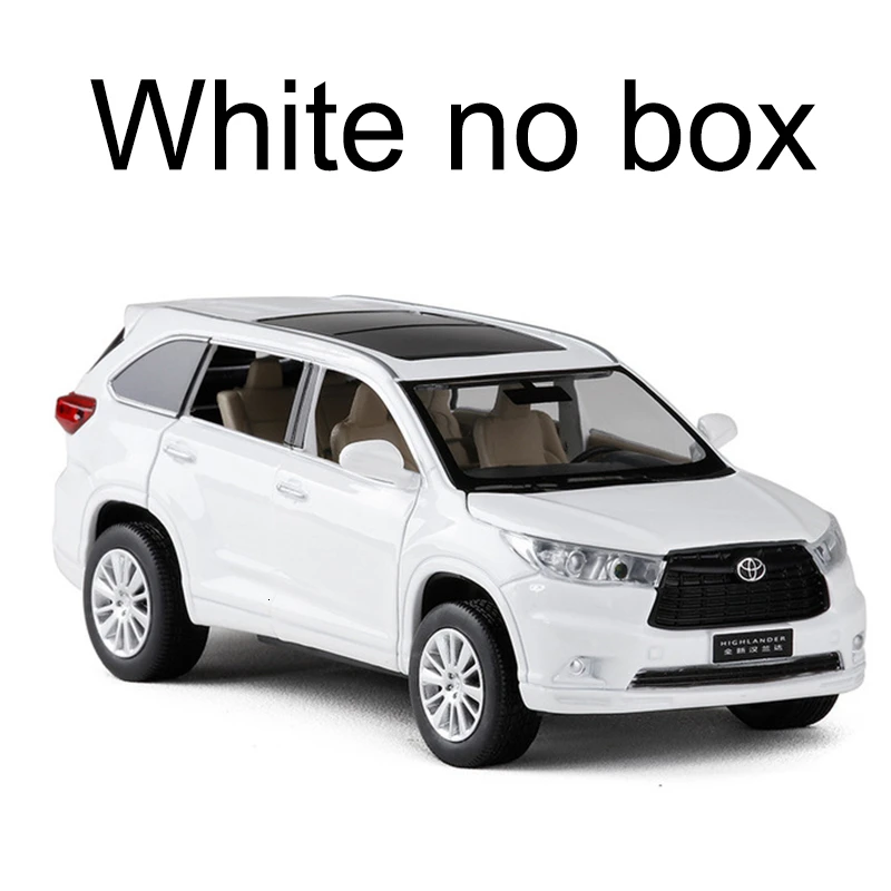 White no box 1:32 TOYOTA Highlander литья под давлением сплав модель автомобиля игрушка высокая имитация металла SUV модель 6 дверей может быть открыт подарок для детей Рождество - Цвет: White no box