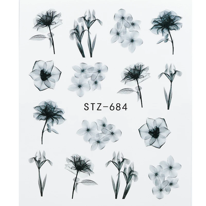 RWTT цветок серии ногтей переводные наклейки воды Полный Обертывания цветы и листья ногтей Советы DIY наклейки для ногтей - Цвет: STZ-684