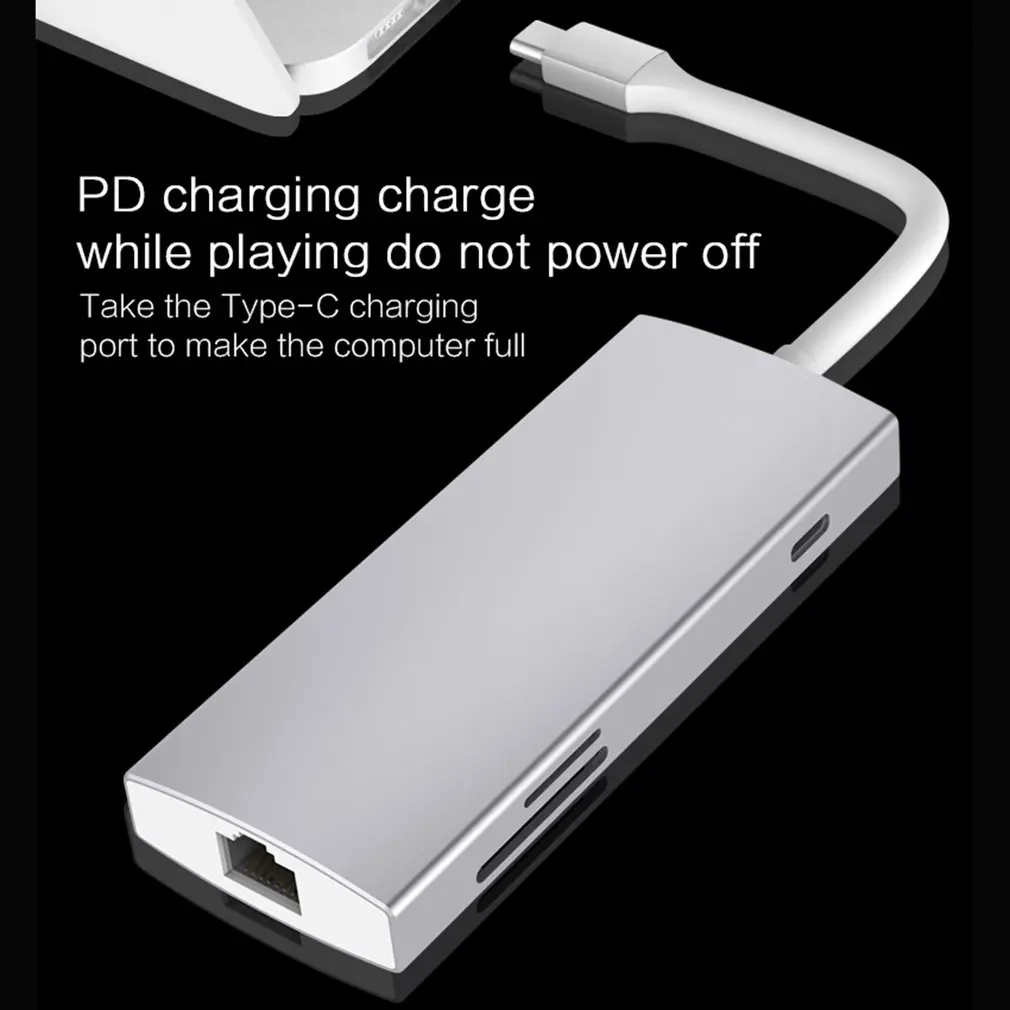 7-в-1 Тип usb-C адаптер Тип с разъемами типа C и конвертер мультимедийного интерфейса высокой четкости надежная цифровая устройство для считывания с tf-карт Многофункциональный USB 3,0 концентратор для MacBook