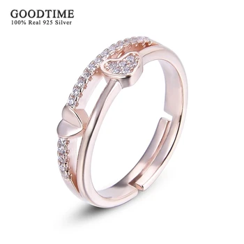 

Fashion Women Pure 925 Sterling Silver Jewelry Anniversary Opening Adjustable Fashion Inlaid Zircon Love Engagement Ring Gift