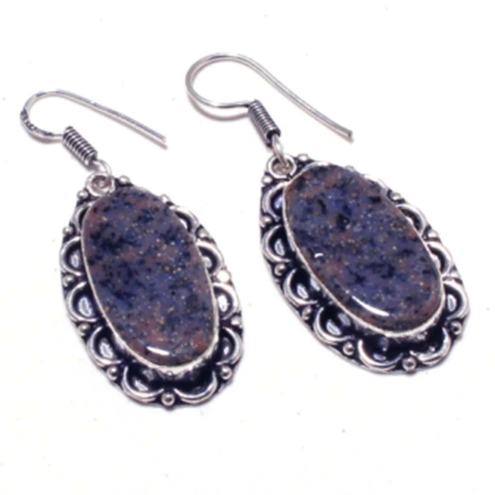 

Genuine Honey Dendrite Opal Silver Overlay on Copper Earrings Hand made Women Jewelry Gift, E5299