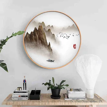 

Round Wooden Picture Frames DIY Wall Hanging Wall Photo Frame Mounted Poster Frame Framed Wall Art Home Decoration Gift 40x40cm