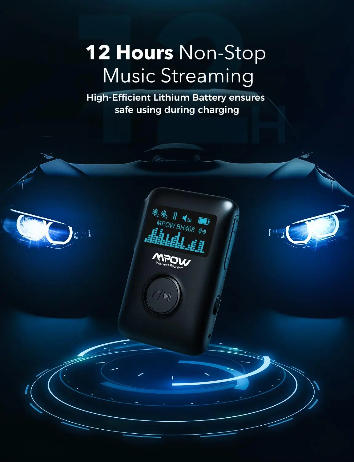 Mpow BH408 Bluetooth 5 0 беспроводной аудио музыкальный приемник с OLED дисплеем DSP CVC8.0