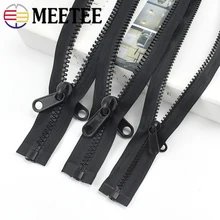 

Meetee 2pcs 60-300cm 5# 8# 10# Resin Zippers Plastic Double-sided Zipper Puller Head for Tent Double Pull Tab Zips Sew Material