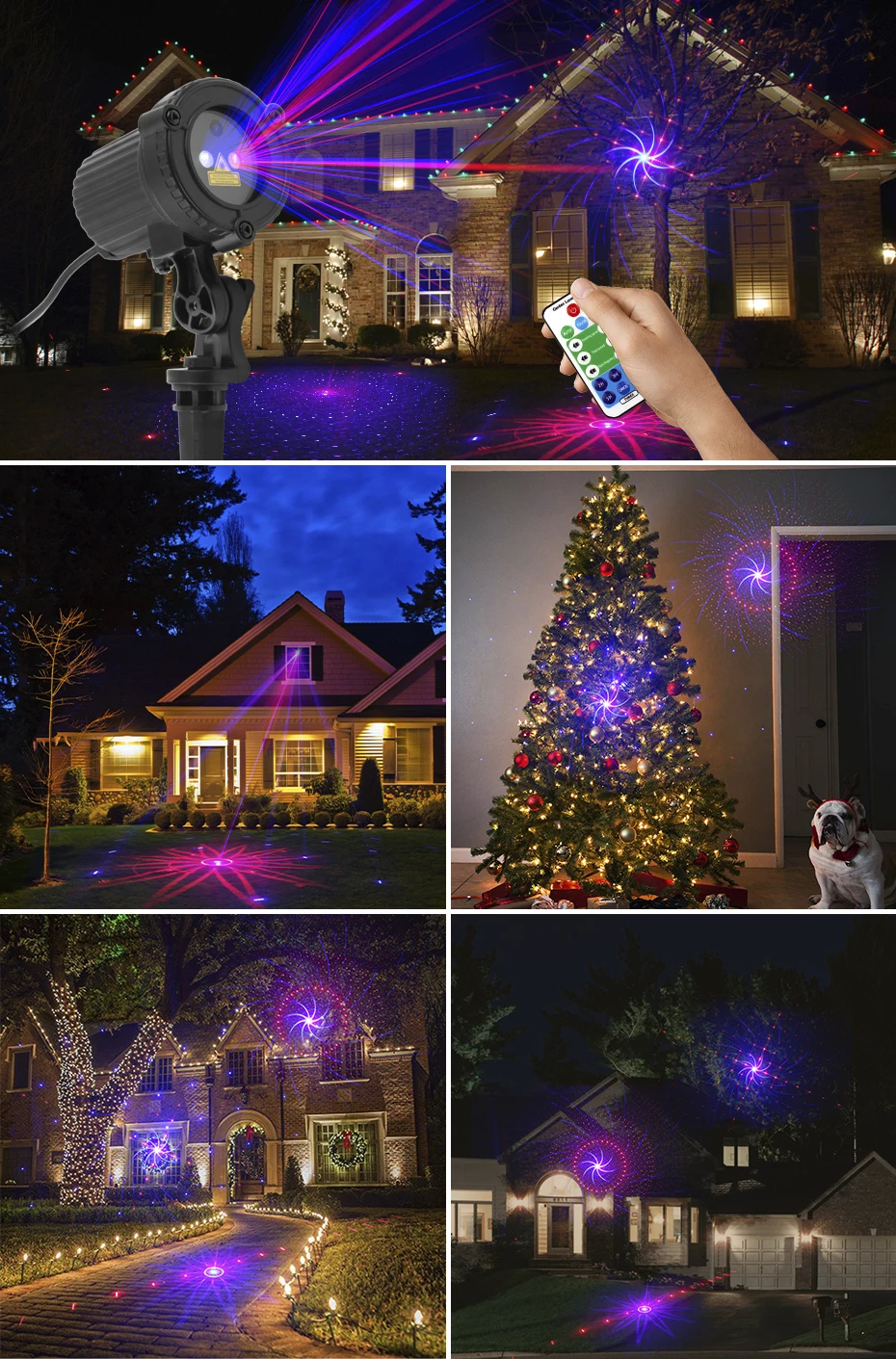 Инопланетный пульт 8 узоров красный синий открытый лазерный светильник s RB эффект проектора Рождественский светильник ing водонепроницаемый садовый светильник для рождественской елки