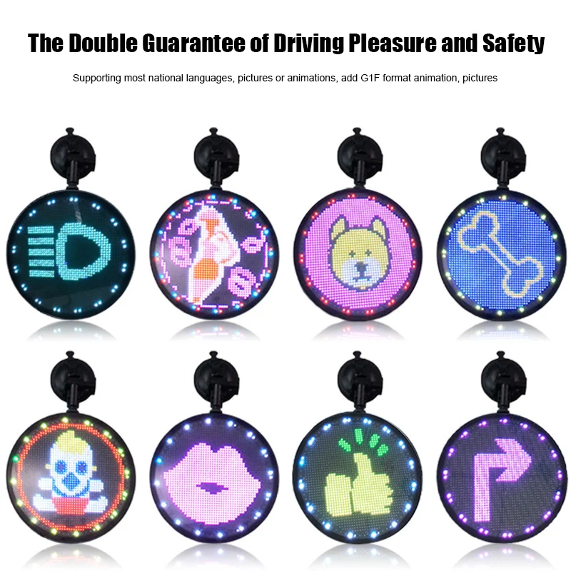 

hot Wholesale Controlled Emoji Car Display Glow LED Light Logo with Remote Control V6