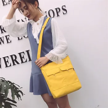 

Soft Canvas Bag Large Capacity Women Shopping Bag Casual Hasp Lady Shoulder Tote Bags Canvas Tote Bag Solid Color High Capacity