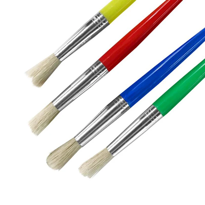 4pcs/set Paint Brush For Children Oil Watercolor Painting Candy Color Plastic Handel Brushes Drawing Art Supply Children DIY