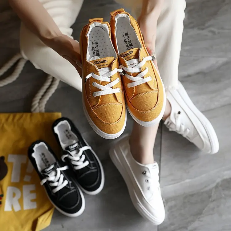 

Summer Breathable White Shoes Women's 2019 New Style Trendy Shoes Autumn Flat Students Versatile Canvas Shoes Shallow Mouth Sing