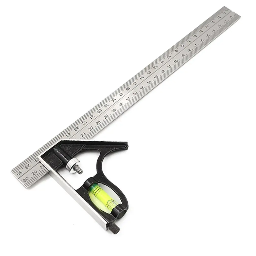 

300Mm Adjustable Combination Angle Ruler 45 / 90 Degree With Bubble Level Multifunctional Gauge Measuring Tools