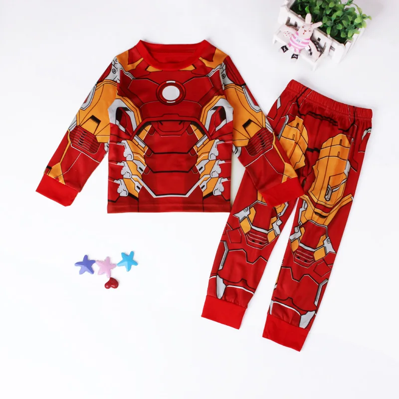 Пижама для маленьких мальчиков; детская одежда с Железным человеком-пауком, Бэтменом, Суперменом; детский домашний комплект; костюм с шортами; брюки с длинными рукавами; костюм с героями мультфильмов