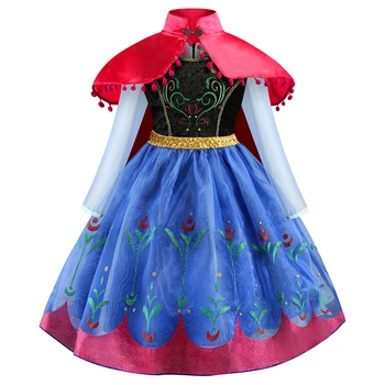 

Children Long sleeve cape dress for girls princess Wedding Brithday Party dress robe fille kids dresses for girls costume