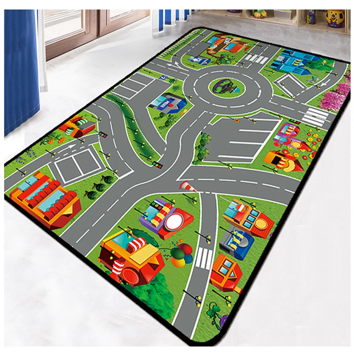 Miniature City Street Carpet Square Anti-Skid Area Floor Mat 3D Rug Non-slip Mat Dining Room Living Soft Carpet Kids Mat 06 lamb wool bedroom bedside carpet thick wool velvet floor mat living room sofa non slip mat