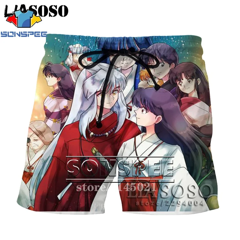 SONSPEE, 3D принт, аниме, Inuyasha, мужские, женские, дышащие, пляжные шорты, летние, для фитнеса, штаны, повседневный стиль, качественная спортивная одежда, D05