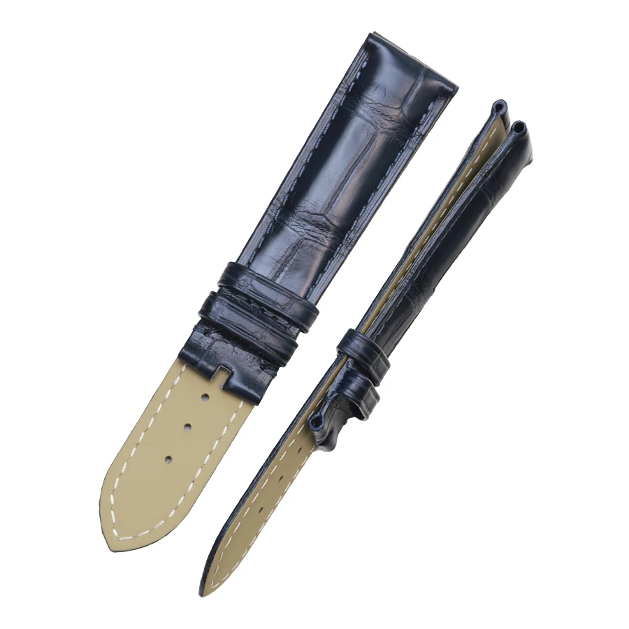 SAUPPO Allgator кожа натуральная кожа аксессуары для часов бамбуковое зерно мужские ремешки темно-синие с пряжкой