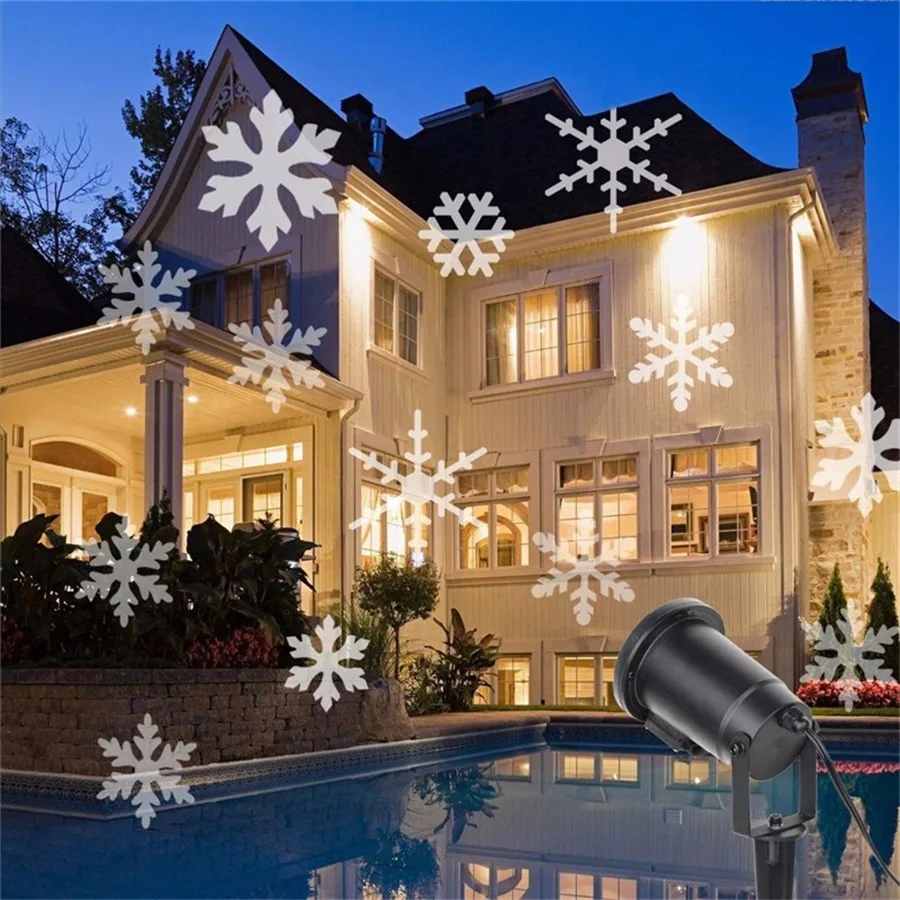 

Laser Projector Stage Light Waterproof Moving Snow Snowflake Laser SpotLight New Year LED Stage Party Light Garden DJ DMX