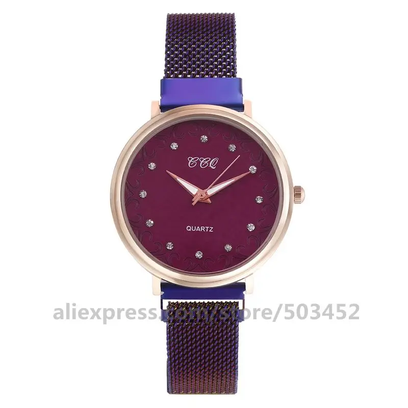 100 шт./лот 920549 CCQ горячая Распродажа простые Reloj Pulsera Mujer магнитные женские часы цветок грациозные женские часы для женщин - Цвет: purple