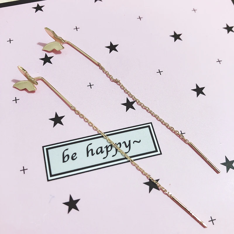 Long Tassel Butterfly Drop Earrings Gold Silver Color 2021 Korean Hanging Women Earrings Fashion Party Jewelry Gift Dropshipping - Image 2