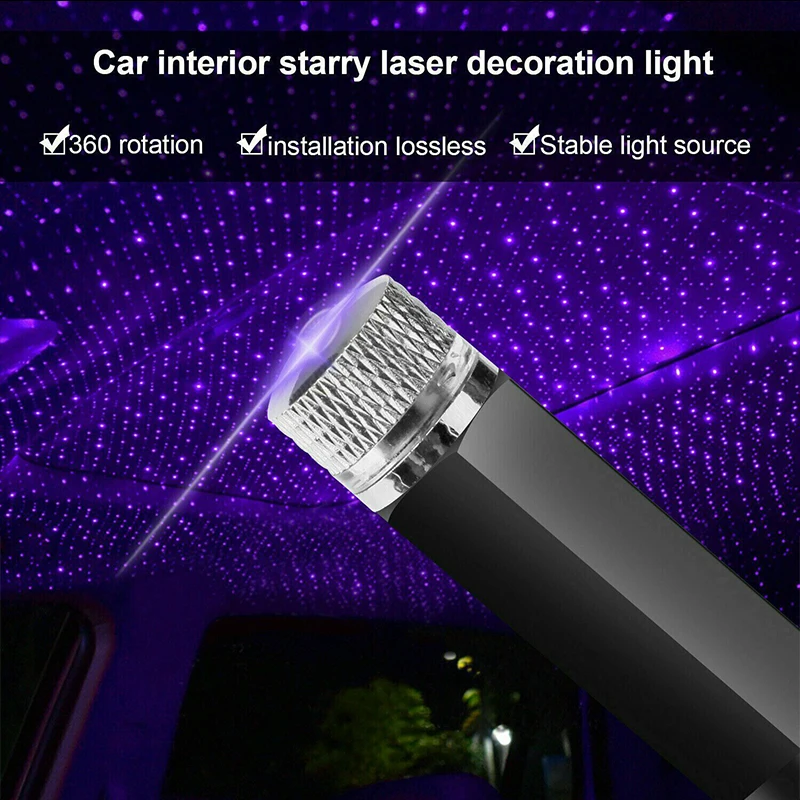 LED Car Dome Light Galaxy Projector Night Light Adjustable USB Decoration Light Car Interior Light Starry Sky Night Light starlight headliner