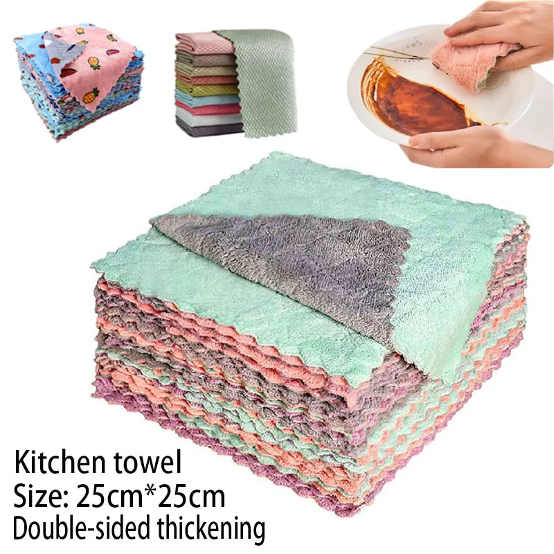 Kitchen Cleaning Cloth For Dishwashing, Non-sticky Oil, Thickened  Non-fluffing Multipurpose Rag, Hand Towel
