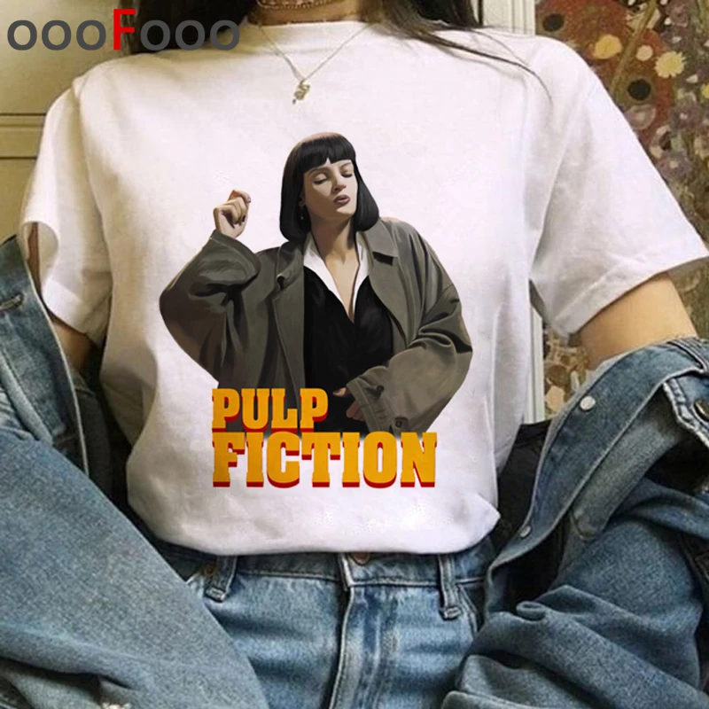 Pulp fiction Harajuku Эстетическая Футболка женская Ullzang Миа Уоллес гранж футболка забавная мультяшная футболка 90s Модный Топ Футболка женская - Цвет: H4118