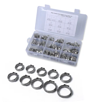 

Auto Car PEX Cinch Crimper Tool + 10 Size 100pcs Stainless Steel Single Ear Hose Clamps Clips with Storage Box 5