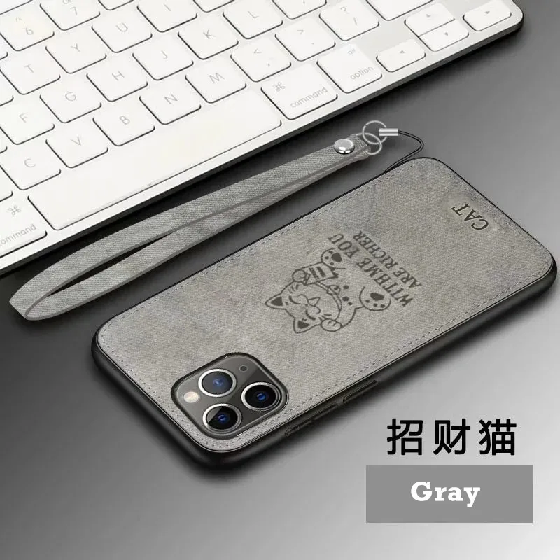 thumbnail image 1 of Funda de tela de moda para iPhone XR, X, Xs, Max, 11, 13, 14, 15 Pro, Max, 12, Mini, SE, 15 Plus, 7, 8, imán integrado, cubierta de hierro, carcasa de gato de ciervo, 1 of 5