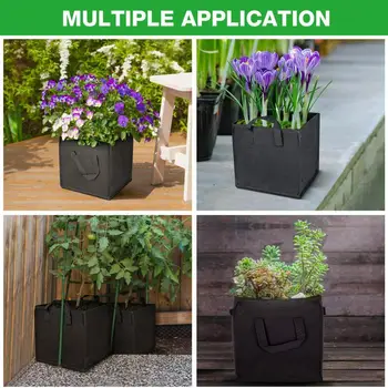 

5PCS Breathable Grow Bag Plants Fabric Pots with Strap Handles Square Planting Container Grow Bags Plants Nursery Pot Gallon