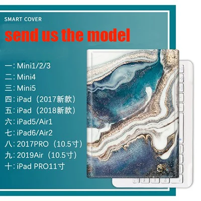 green Мраморный Чехол для iPad 9,7 дюймов Air 1 2 3 Mini 1 2 3 защитный чехол+ беспроводная клавиатура Bluetooth - Цвет: green
