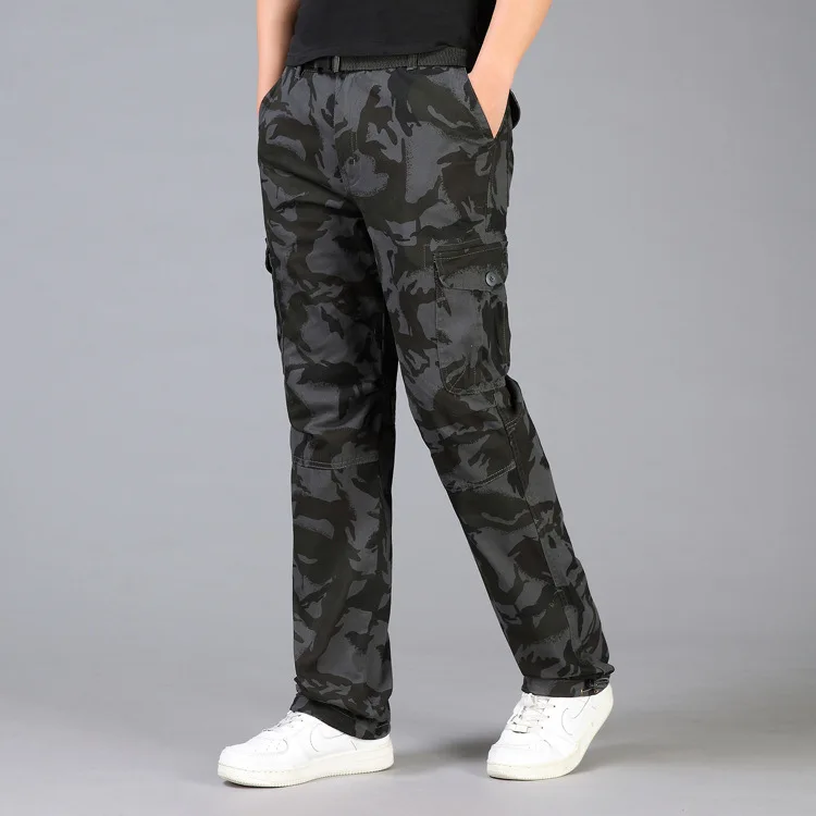 

Recruit Black Camouflage Multi-pockets Outdoor Bib Overall Men's Loose-Fit Ouma Pants Men's Gray Camouflage Long Pants