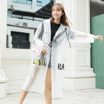 

Fashion Male Female Raincoat Transparent Printed Adult Rainwear Outdoor Waterproof Thickened Universal Rain Coat Outwear Coat