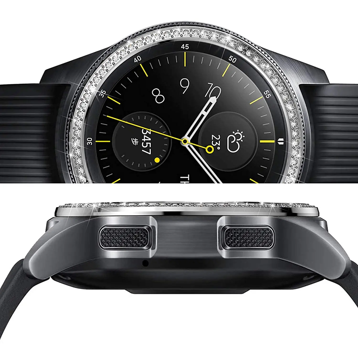 Бриллиантовая оправа кольцо для samsung Galaxy Watch 42 мм 46 мм металлический ободок кольцо клеющаяся крышка чехол для samsung gear S3 Classic/Frontier