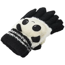 Женские зимние перчатки для сенсорного экрана с милой пандой, черные, белые