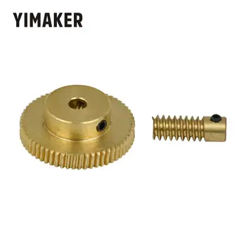 

YIMAKER 1pair 0.5 Modulus Small Reduction Ratio of 1:60 Motor Output Copper Worm Wheel Gear For DIY
