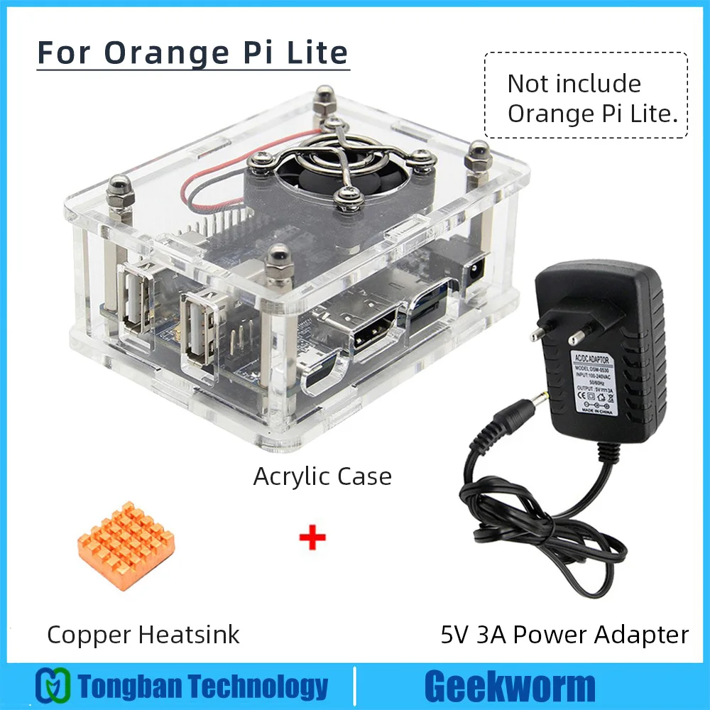 Акриловый чехол Orange Pi Lite с вентилятором радиатором блоком питания 5 В 3 А