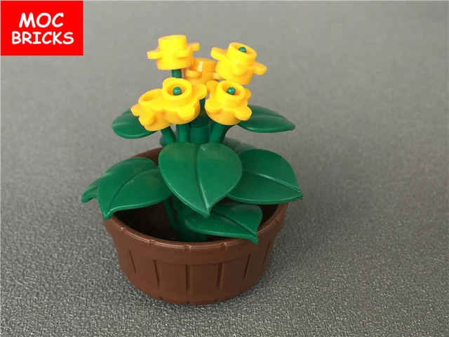 Lego 3 Red Rose Flowers Plant with White Pot / Friends / City Mini Figure  Garden