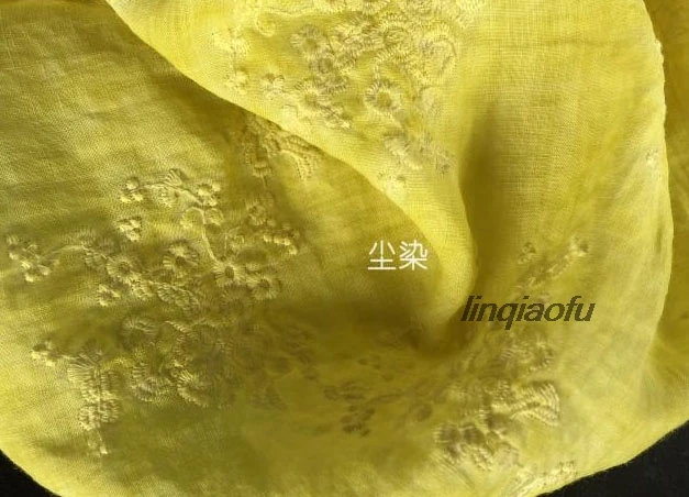 Чистая рами вышитая ткань Высокая мода cheongsam платье ткань высокого класса льняная ткань